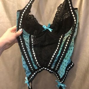 Trashy Lingerie Lace Turquoise and Black Bustiere